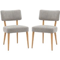 Arcadia Grey Fabric Dining Chairs With Wooden Frame In Pair