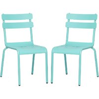 Amarillo Blue Aluminium Outdoor Side Chairs In Pair