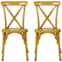 Cayuga Vintage Yellow Aluminium Outdoor Side Chairs In Pair